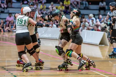 WA Roller Derby team huddle